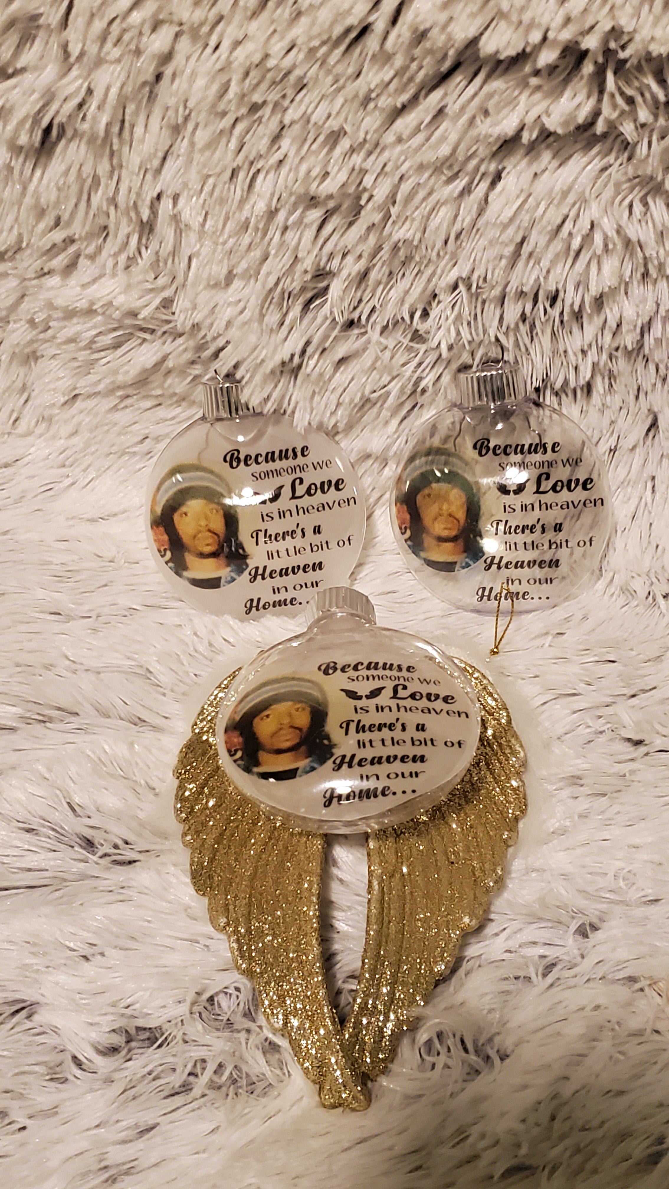 Christmas Memorial Floating Ornament With Angel Wings