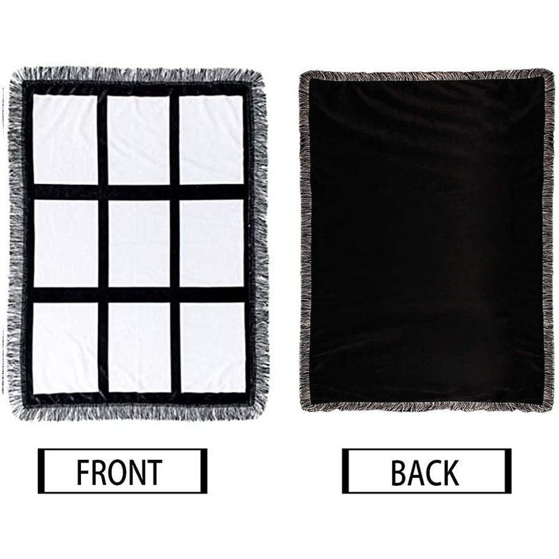 9 panel blank Sublimation High Quality Blanket Throw. Makes a Great Gift!!! Approximately 60" by 40" nine panel