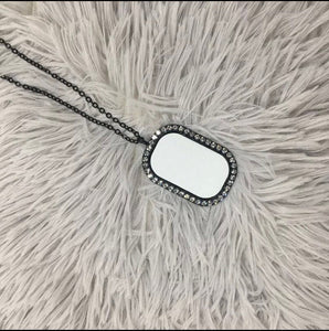 Dog Tag Photo Necklace with Rhinestones